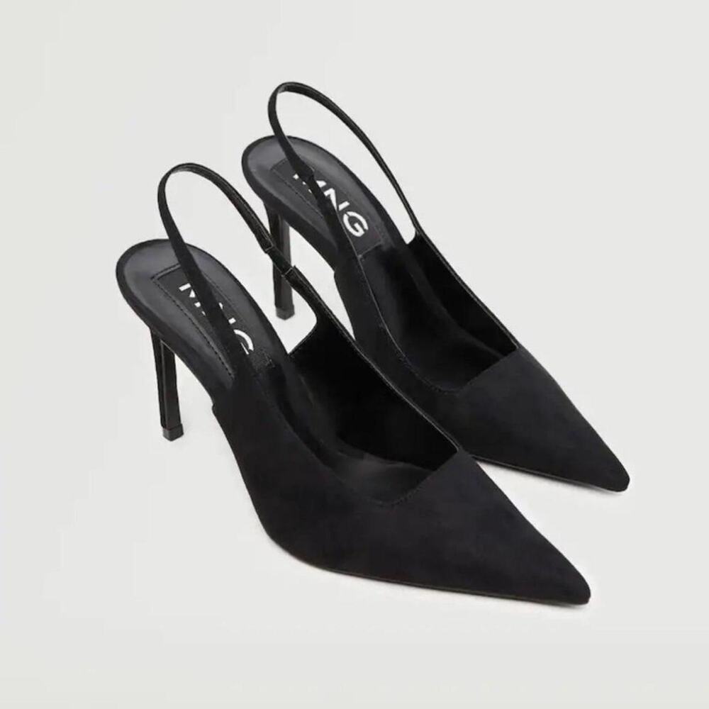 Brand new mango black pointed toe slingback heels